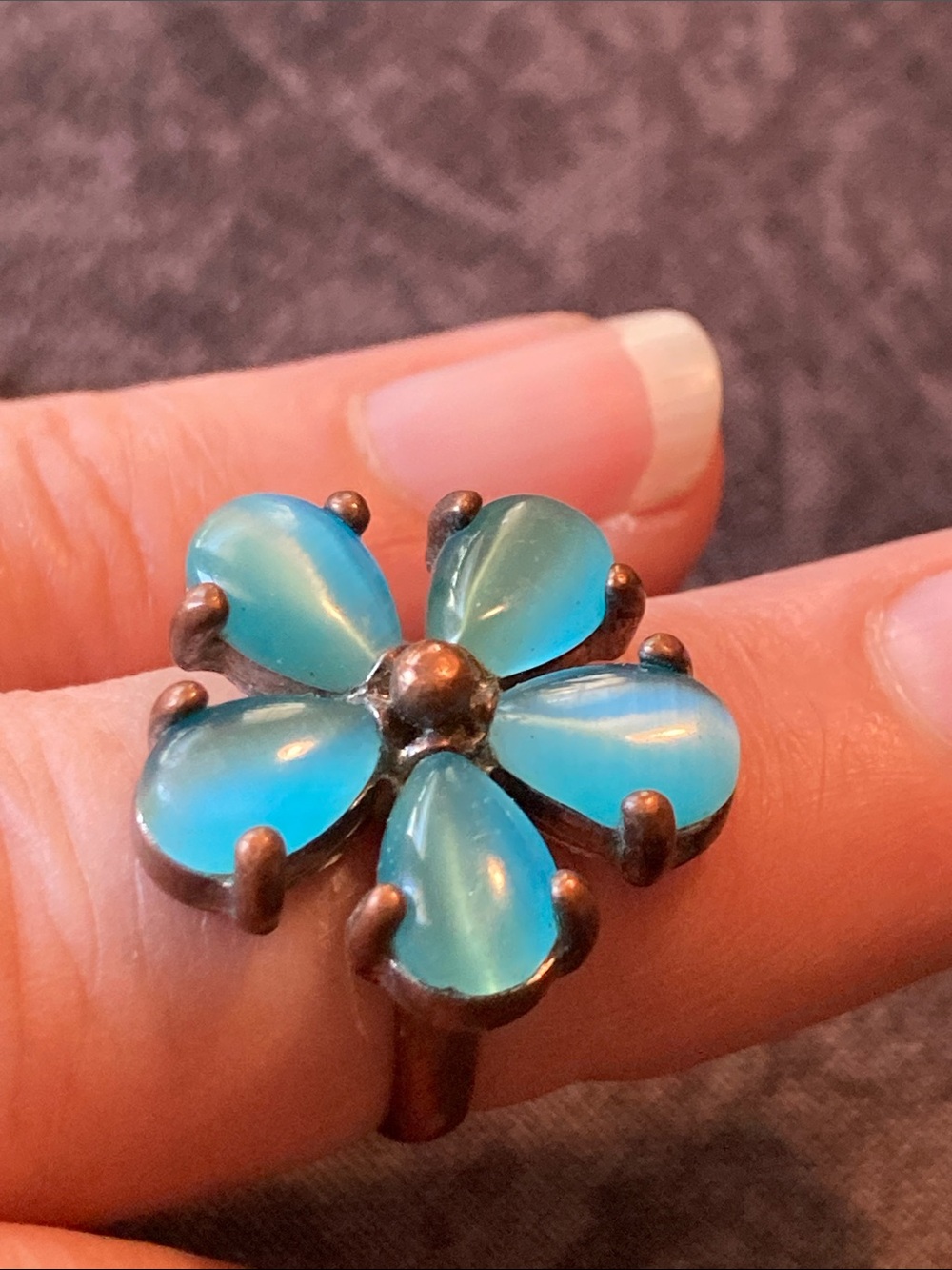Blue Floral Teardrop Stone Ring - Women Jewelry